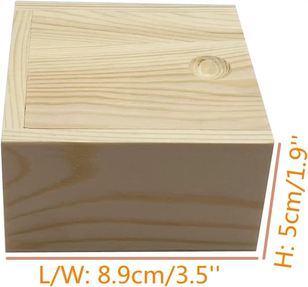 Unfinished Square Wooden Storage Natural Diy Craft Treasure Stash Boxes... Buy Diy Small