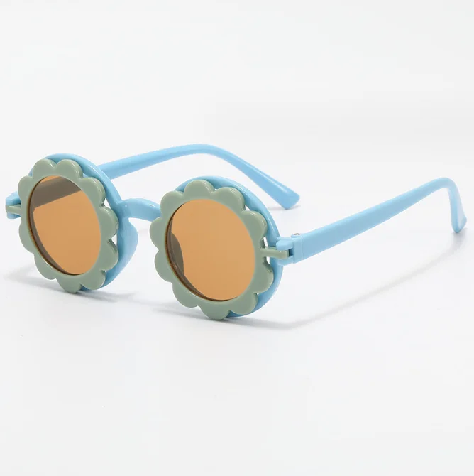 Children's Super Cute Round Flower Shades Flip up Sunglasses