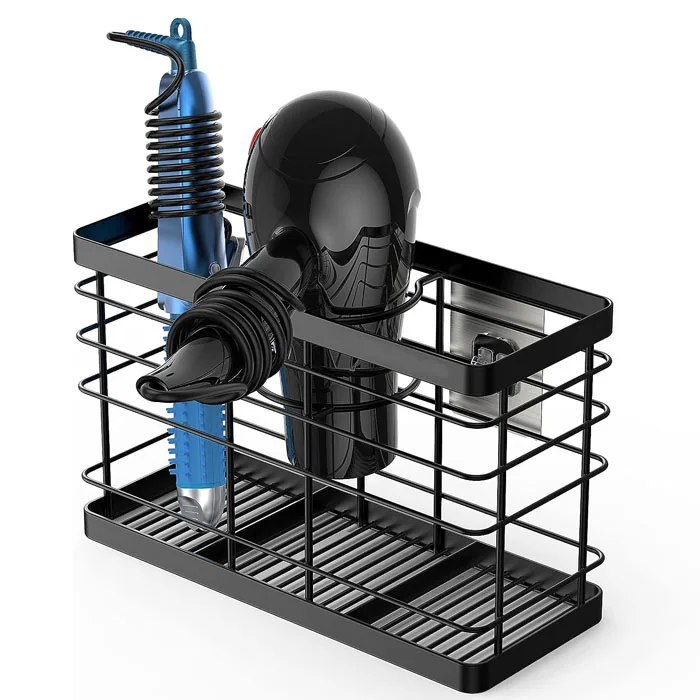Original Factory Adhesive Wall Mount Hair Tools Holder Hair Styling Tool Organizer Metal Iron Wire Hair Dryer Storage Rack