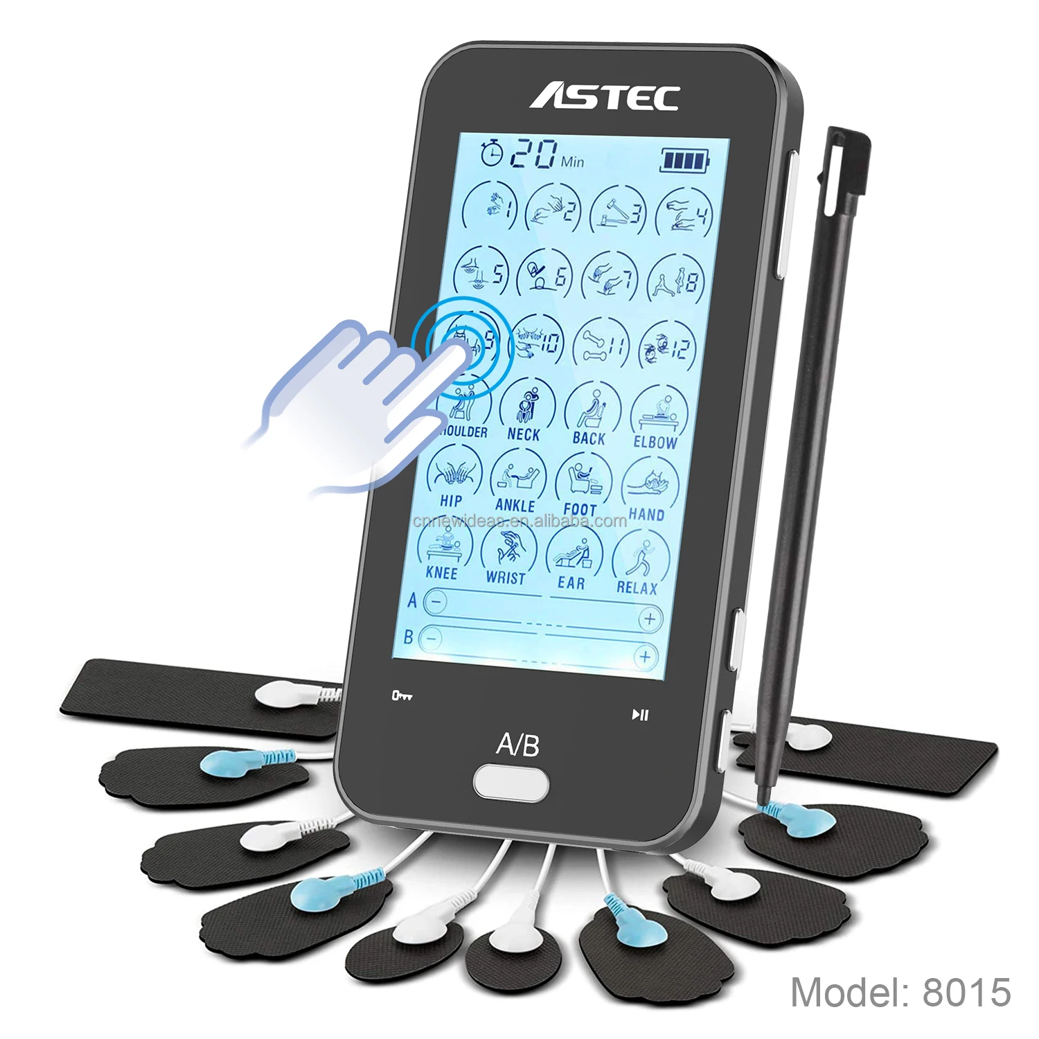 24modes 2 Channels Touch Screen TENS Unit EMS Muscle Stimulator