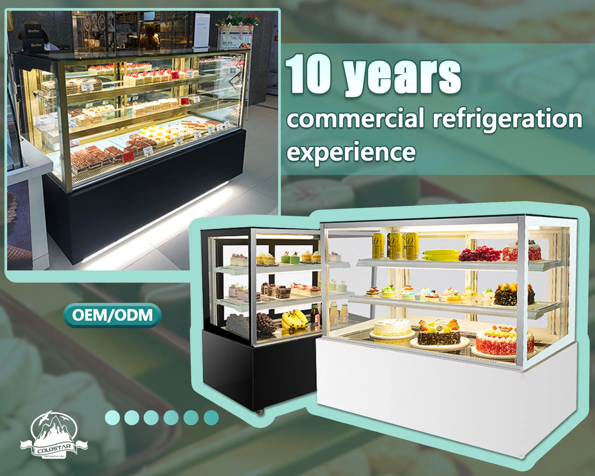 Cake Cold Showcase Cooler Marble Based Cake Display Cabinet Glass Door Fridge for Bakery Shop