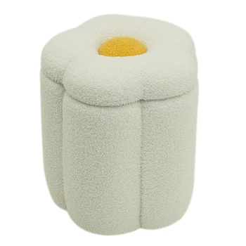 Luxury Upholstered Space Saving Tufted Round Velvet Stool Footrest Footstool Ottoman for Living Room