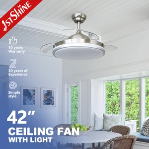 1stshine LED Ceiling Fan 42 Inches Space Saving Folding Blades Invisible Ceiling Fan