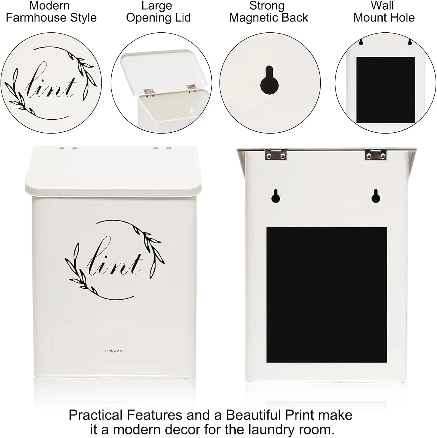 Sample Fashion Home Storage Laundry Detergent Pods Buckets White Metal Magnetic Laundry Lint Bin