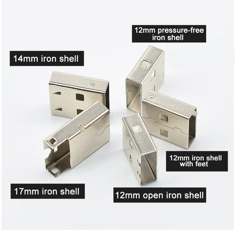 USB a Connector Metal Iron Shell 12 14 15 17mm Male Connector Enclosure USB Plug Housing Wireless Mouse Receiver