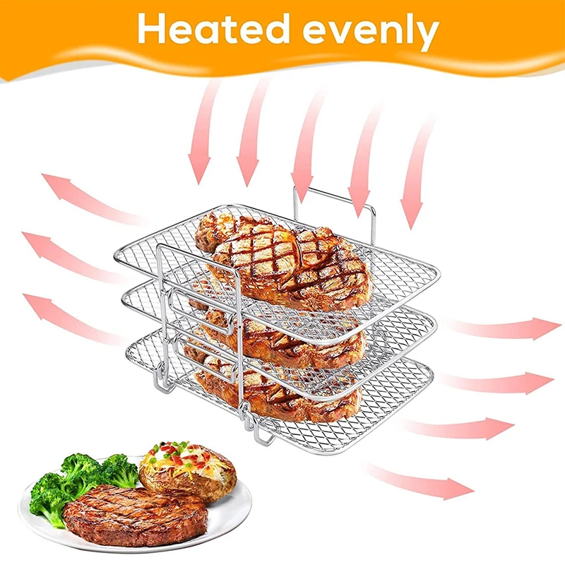 Stainless Steel Air Fryer Rack For Double Basket Air Fryers Multi Layer Rack Of Air Fryer