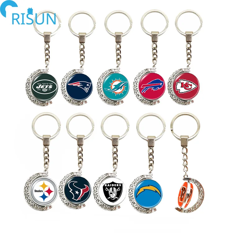 Wholesale Nfl Football Team Keychain Custom Logo Nfl Rotate Spin