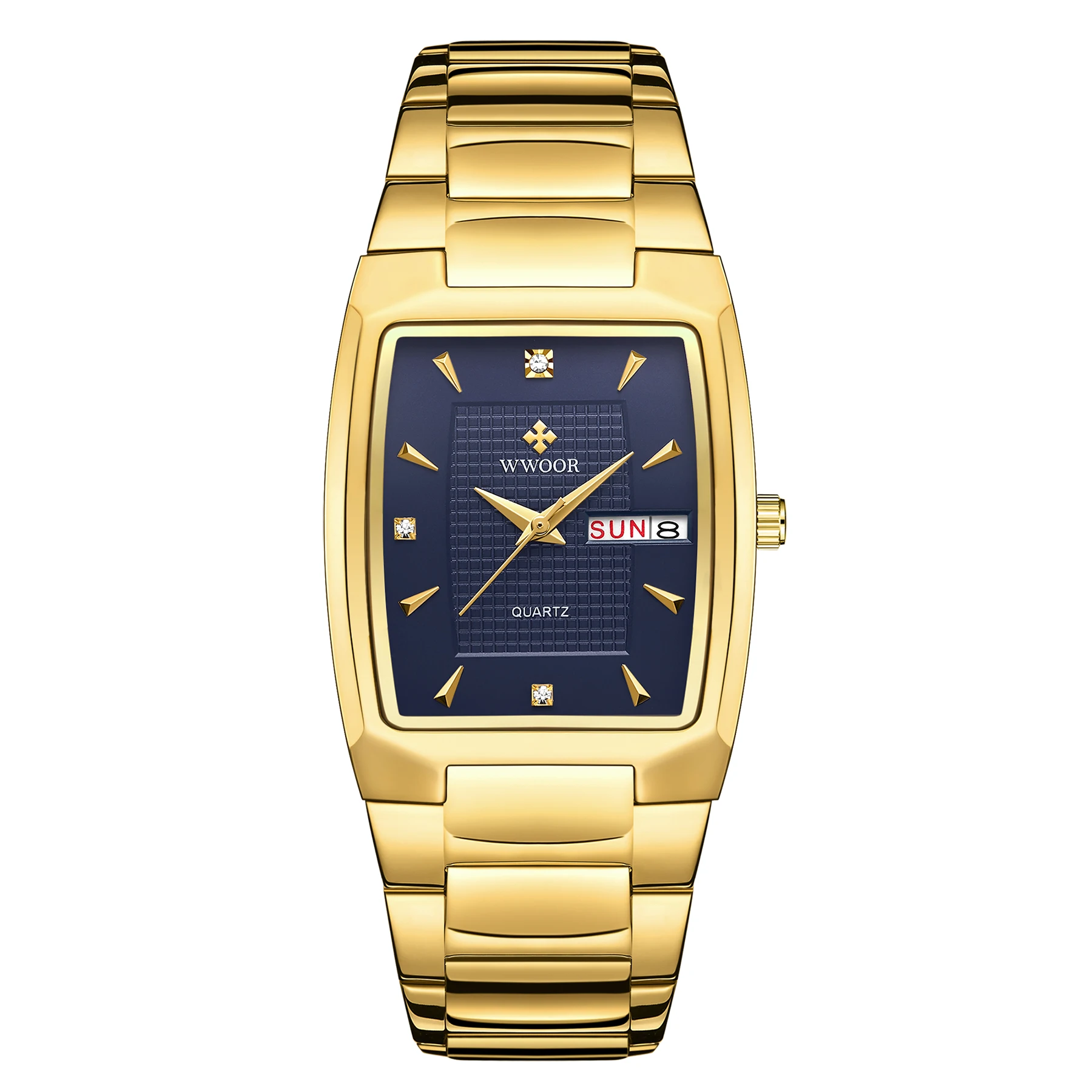 3ATM Minimalist Quartz With Date Square Unique Gold Watch for Men