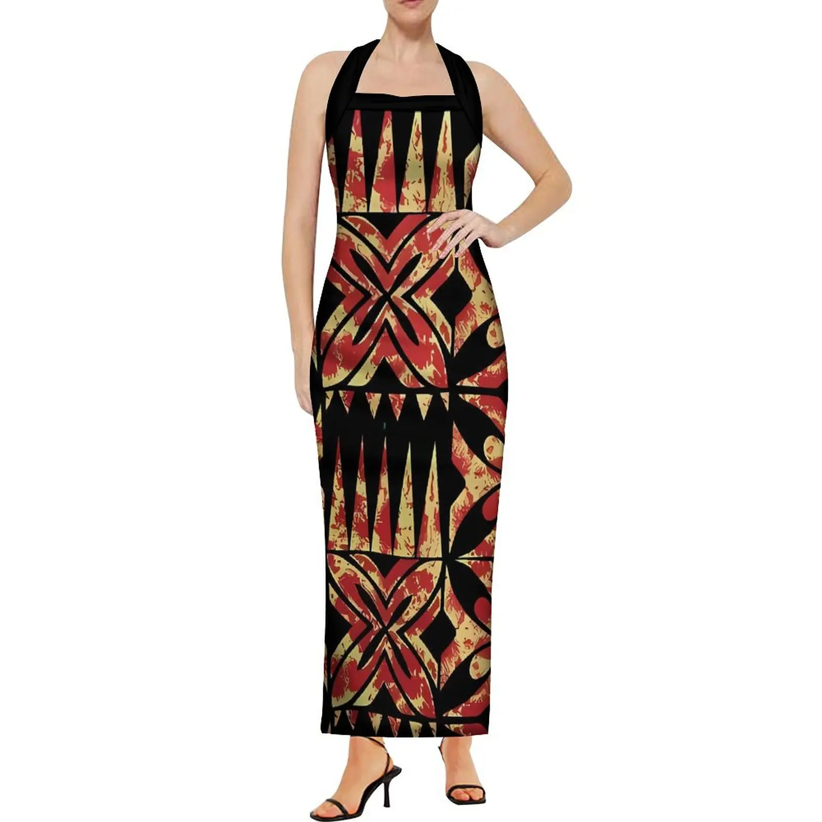 Wholesale Custom Halter Sleeveless Sheath Dress Summer Long Hawaiian Dress  Big Size Club Party Dresses Women Polynesian Clothing| Alibaba.com