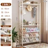 double rod coat rack 90cm long (cream white) with 5 hooks