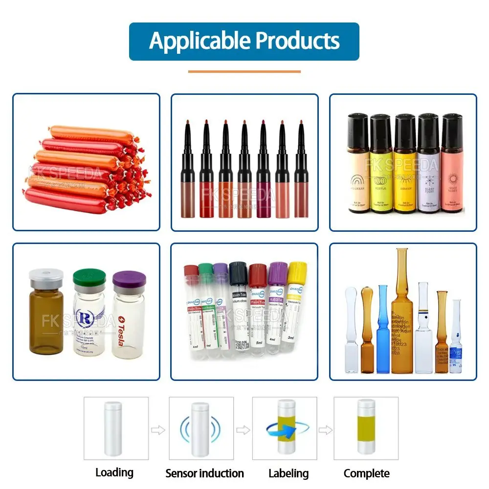 FK807 Automatic High Speed Horizontal Way Small Round Bottle Sausage Labeling Machine