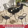Tavolo rotondo in vetro temperato nero da 80 cm con 4 sedie