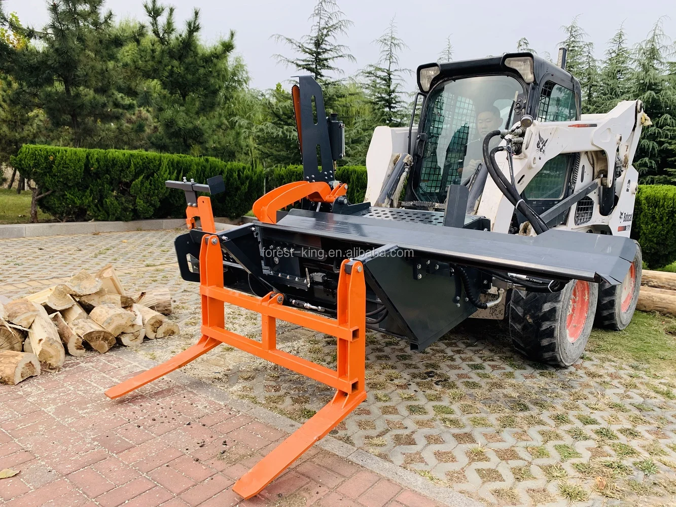 Remote Control Skid Steer Firewood Processor Hydraulic Log Splitter
