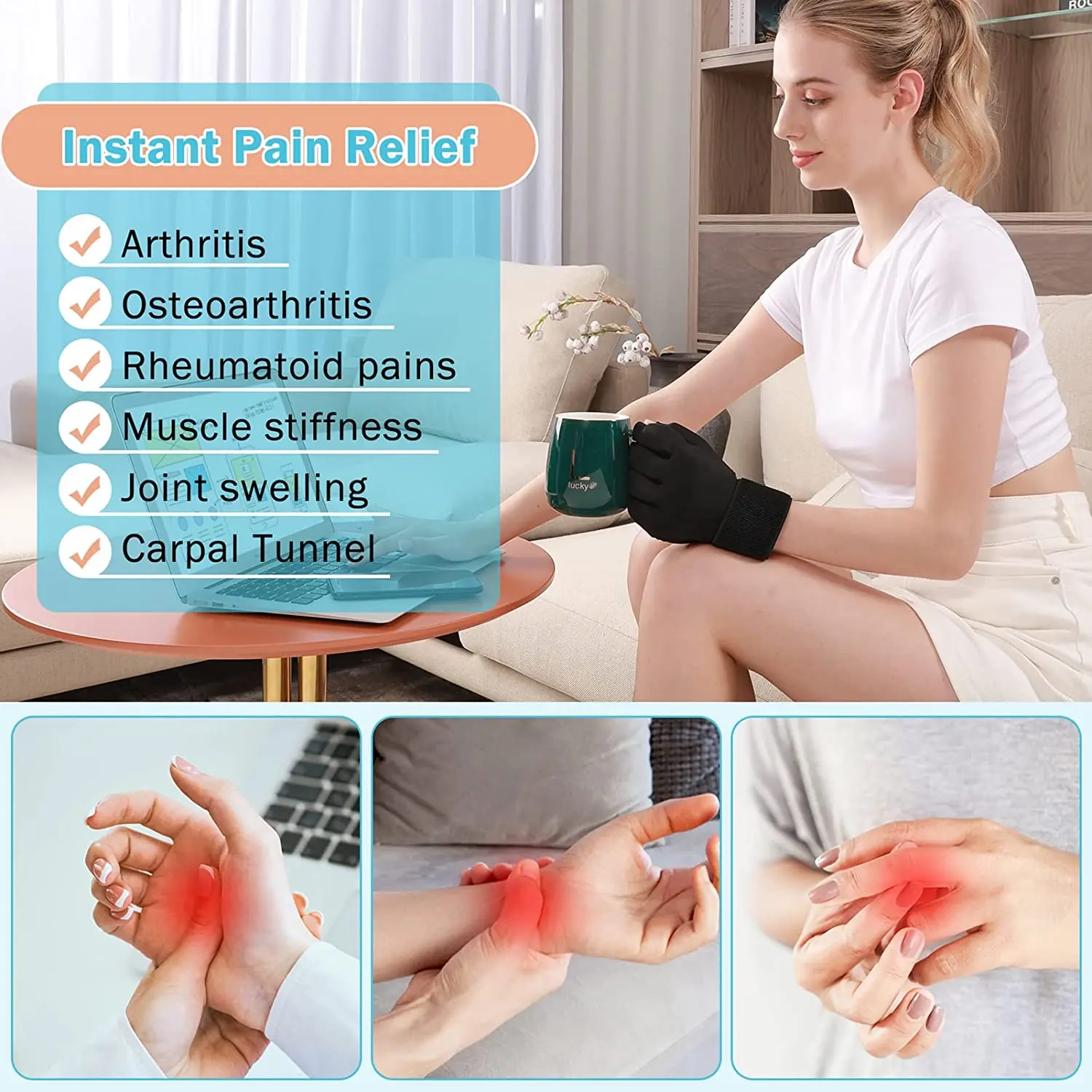 Bellewins Reusable Cold Therapy Finger Compression Hand Neuropathy Relief Ice Pack Gloves for Hand