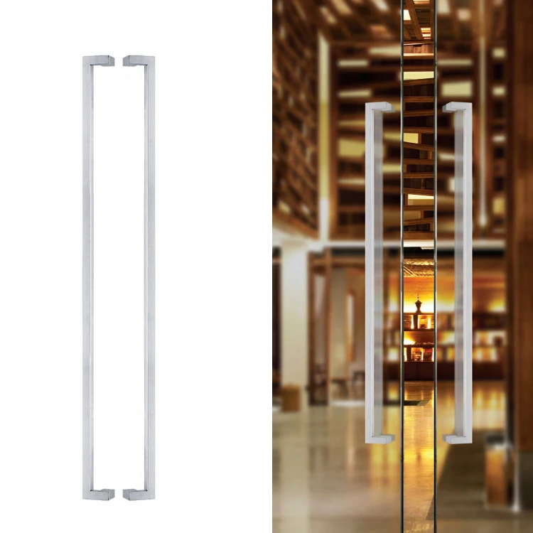 Commercial Modern Square Entry Front Door Long Ladder Door Pull Handle Stainless Steel/Iron Custom Mirror Finish Glass Door