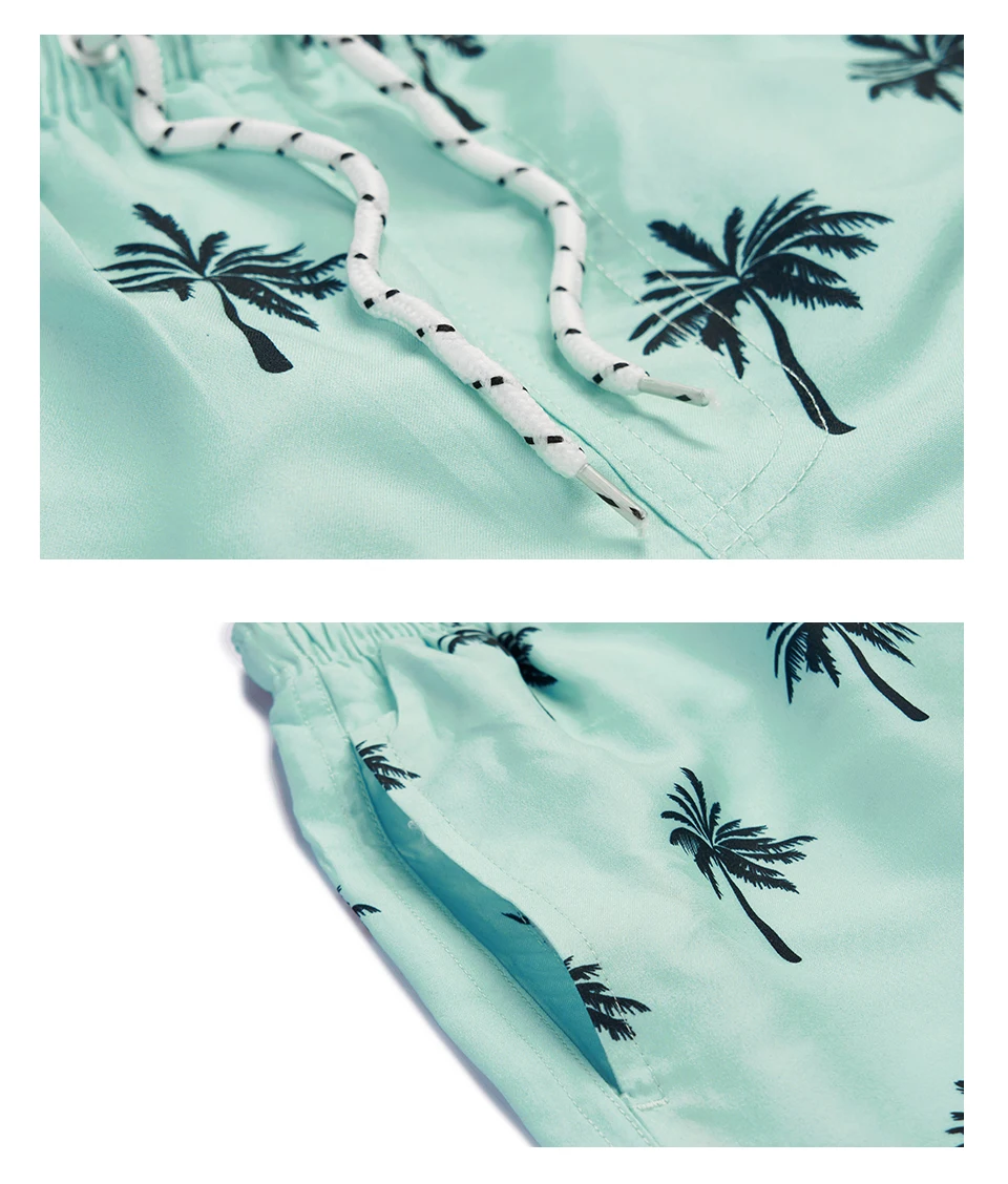 Coconut Tree Print Men's Shorts Summer Beach Wear Polyester Fabric Elastic Waistband Board Shorts For Men694_voghion.com