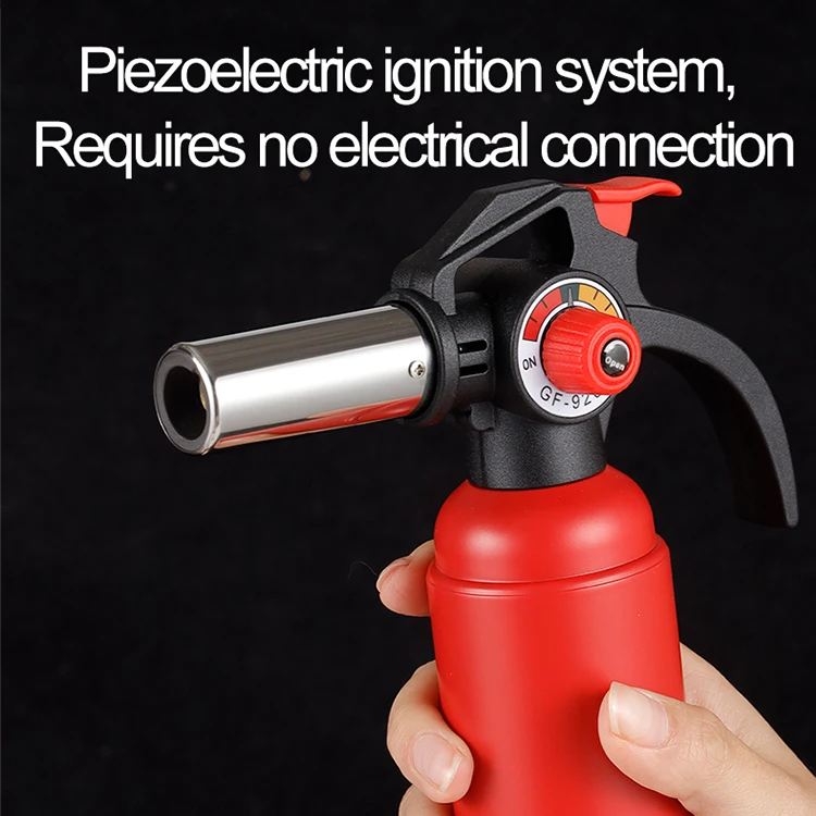 GF-9263 Camping Wholesale Custom 1300c Handheld Fire Extinguisher Shape Big Butane Torch Kitchen Blow Lighter Refillable