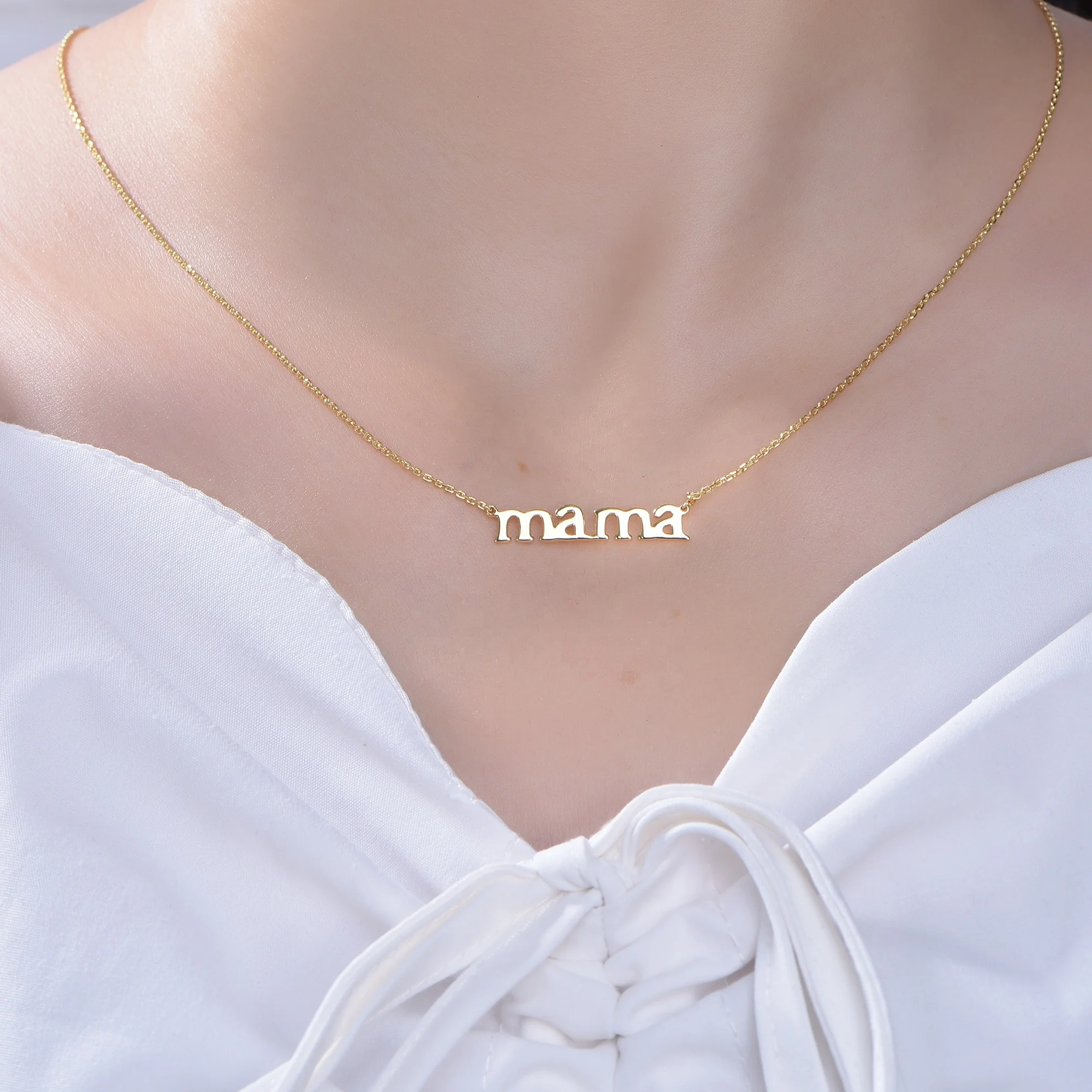 UK mama Necklace 18k Gold Silver 16" 18" Delicate Italian Snake Chain Necklace mama Necklace' Pendant