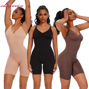 Seamless Shapewear Women Tummy Control Waist Trainer Bodysuit V-Neck Camisole Jumpsuit