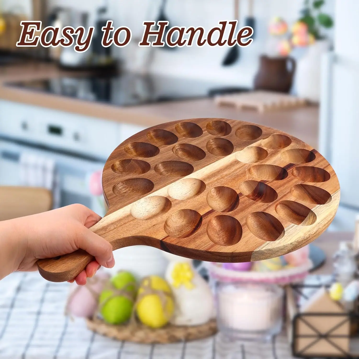 2 Pieces 24 Holes Reversible Wood Devil Egg Plate Devil Egg