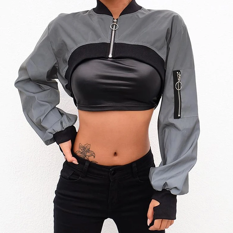 reflective crop jacket
