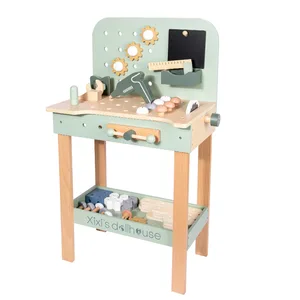 Kids Wooden Tool Bench Puzzle Set with Screw Combination Disassembly Practice for Early Learning and Fine Motor Skills