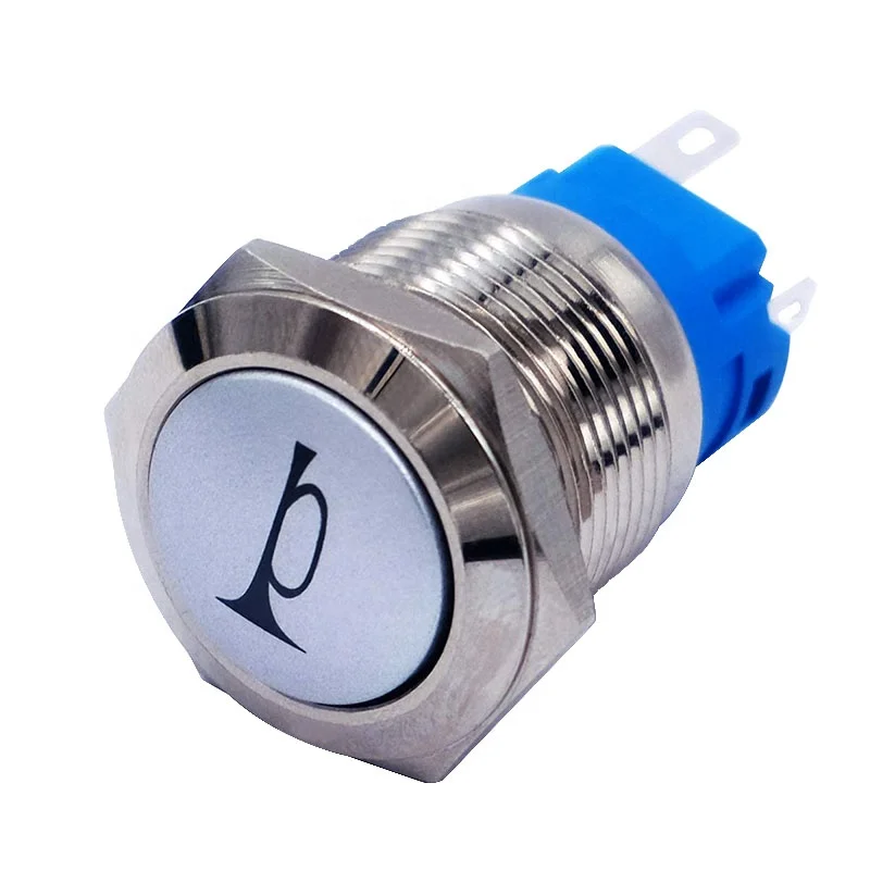 XT AUTO 19mm 12V Car Auto Red LED Light Momentary Speaker Horn Push Button Metal Toggle Switch 