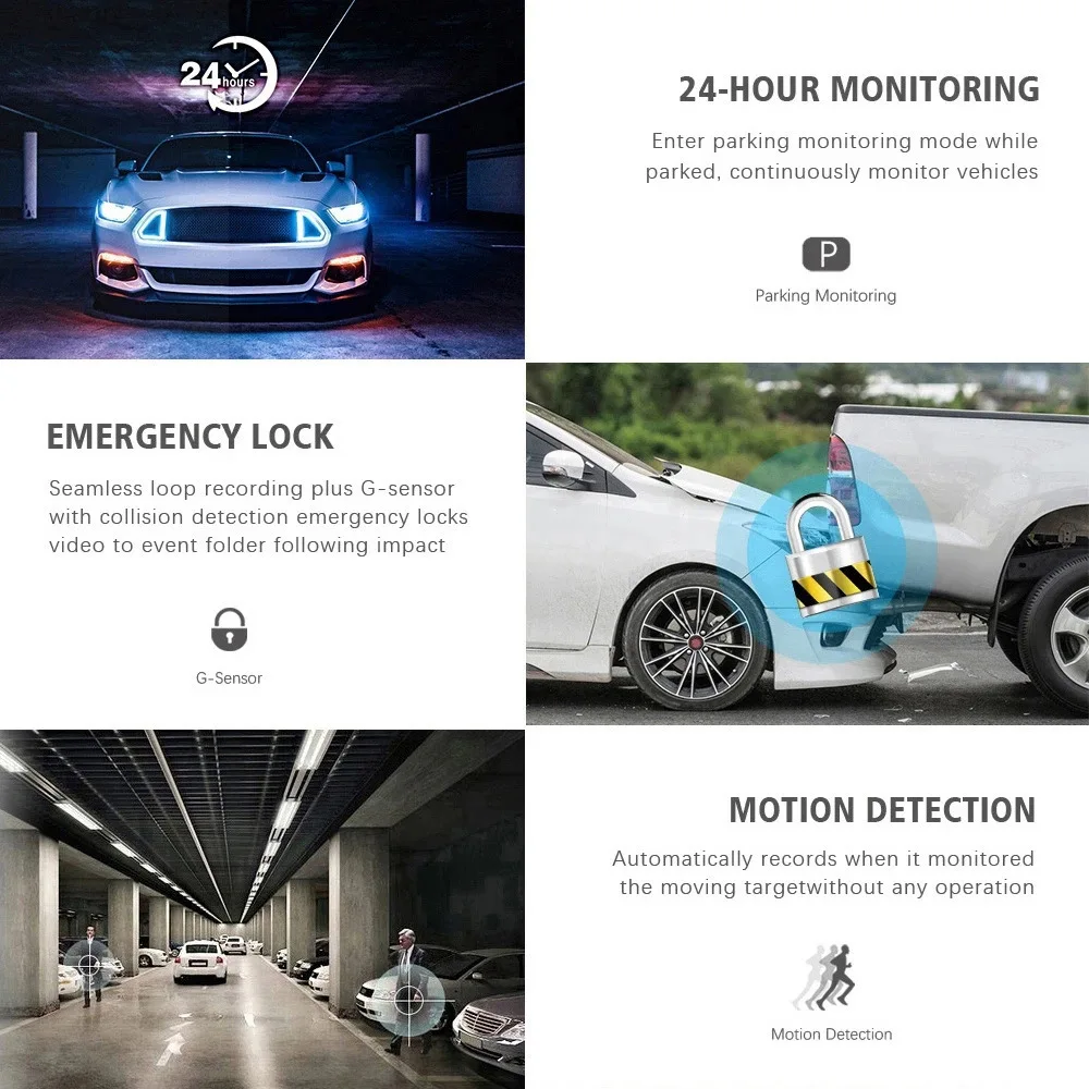 A98 2 İnç WIFI IPS Çift Lens FHD 1080P LED Gece Görüşlü Arka Görüş Kamerası Otomatik Kamera Araba DVR'ı ile Dash Kamera Video Kaydedici