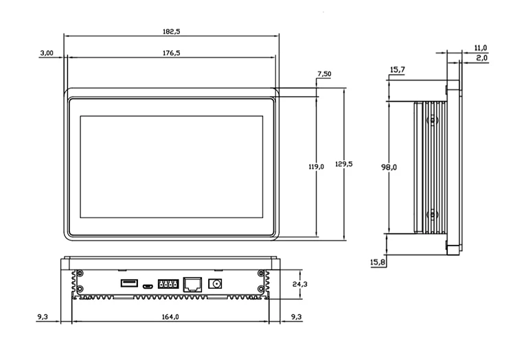 Automation Equipment Program Rk3128 Fanless Design All in One Computer 7inch Android Tablet Pc Rs232 Wifi