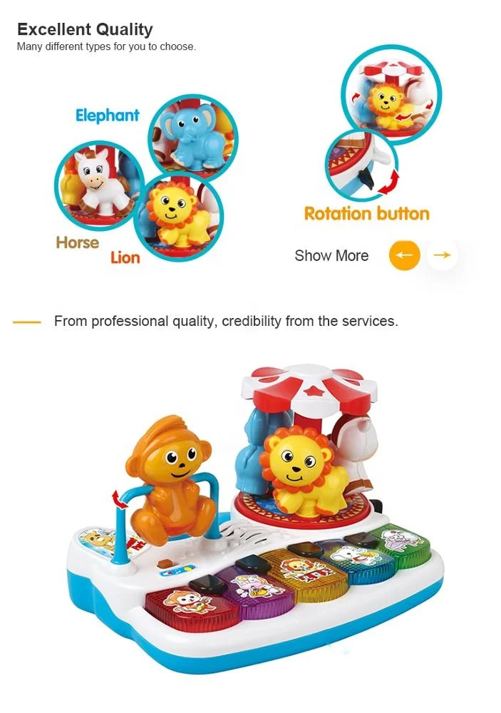 Early Education Amusement Park Keyboard Musical Baby Piano Animal Toy for Sale