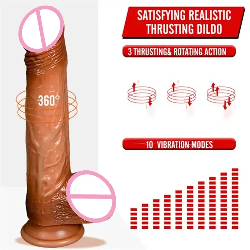 Remote Control Electric Moving Heating Dildo Realistic Lifelike Automatic Thrusting Rotating Wireless Clitoris Dildo Vibrator