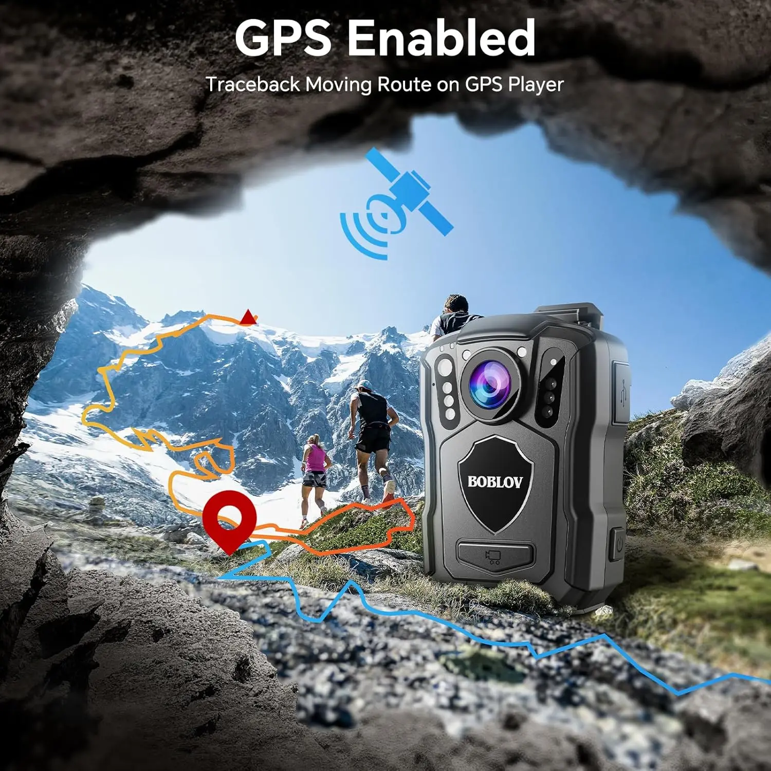 Boblov M5 Body Worn Camera - 64GB/128GB GPS 1440P IR Night Vision