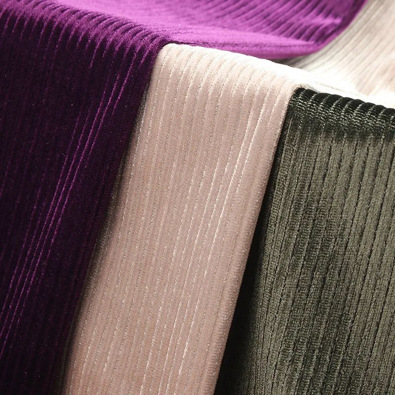 Eco Friendly New Style 4x2 Rib Stripe Comfortable Velvet Velour Double Sided Corduroy Velvet  Rib Velour  Velvet Fabric for Sofa