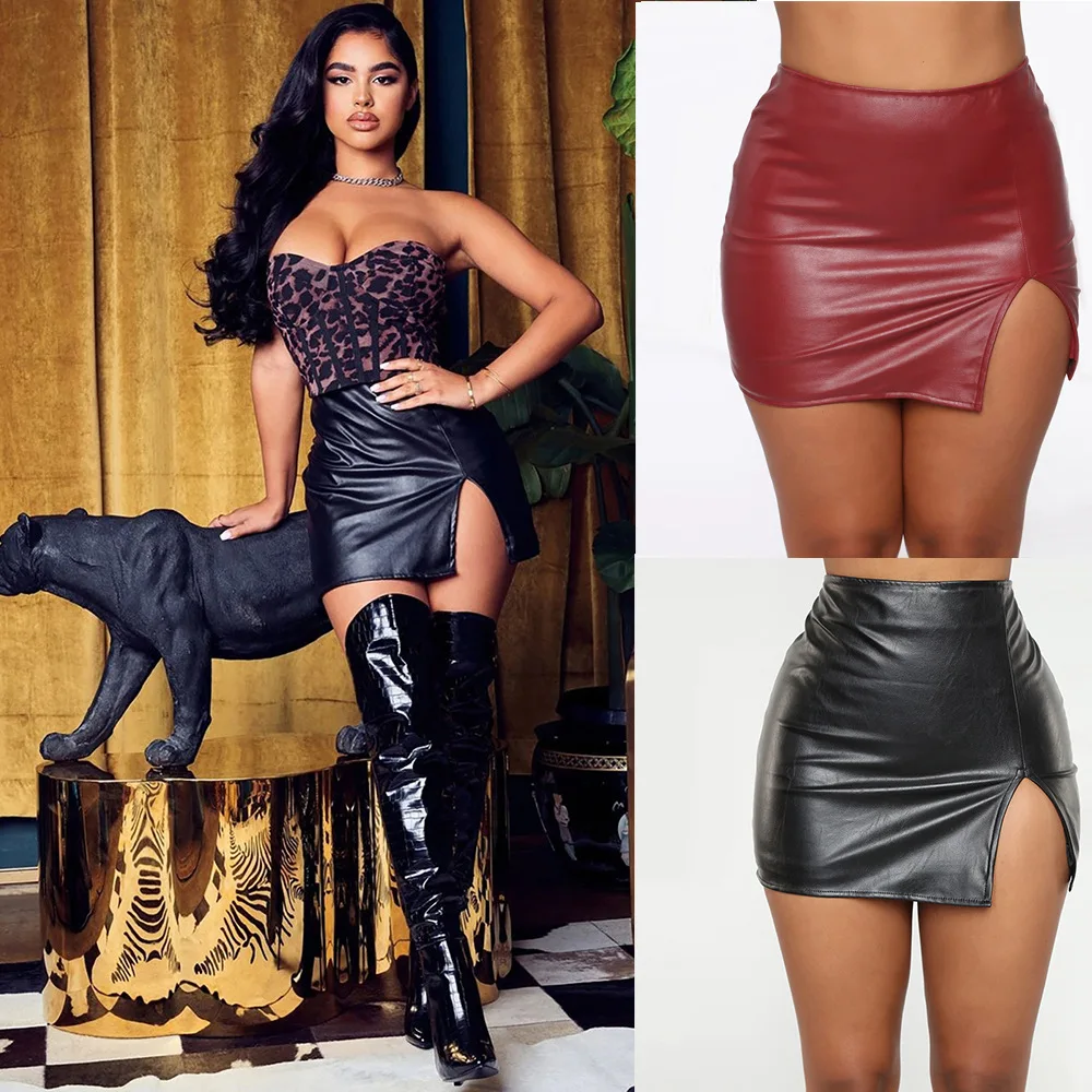 Mini Skirt Tight Pencil Skirt Wet Look Club Ds Dance Wear Hot Sexy Women Pu  Faux Leather Micro Skirt Fantasy Erotic Wear - Buy Sexy Short Skirt,Leather Skirt  For Women,Lady Skirt Product