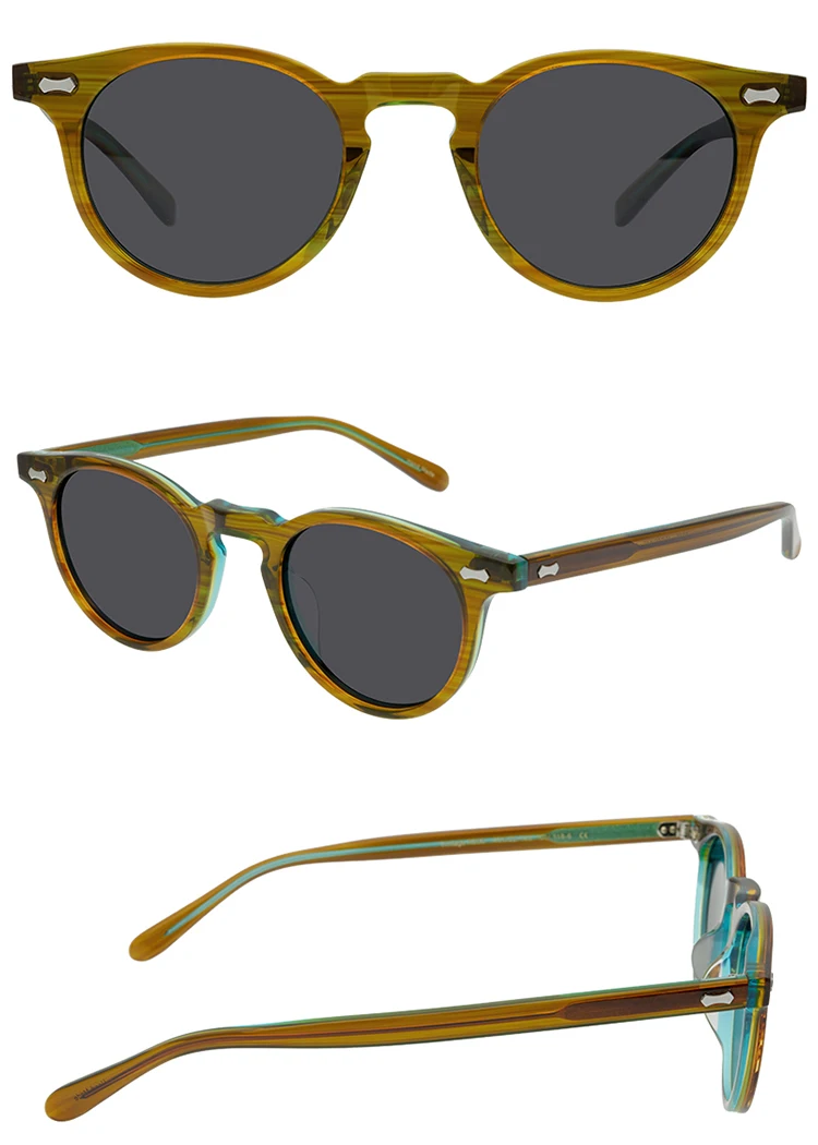 Óculos de Sol Circulares Polarizados com Proteção UV, Cor Verde_voghion.com