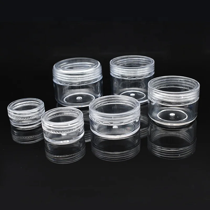 2.5ml 3ml 5ml 10ml 15ml 2.5g 3g 5g 10g 10 ml 5 Gram PS Cream Jar Empty Small Round Jar 5 ml Plastic Cosmetic Sample Containers