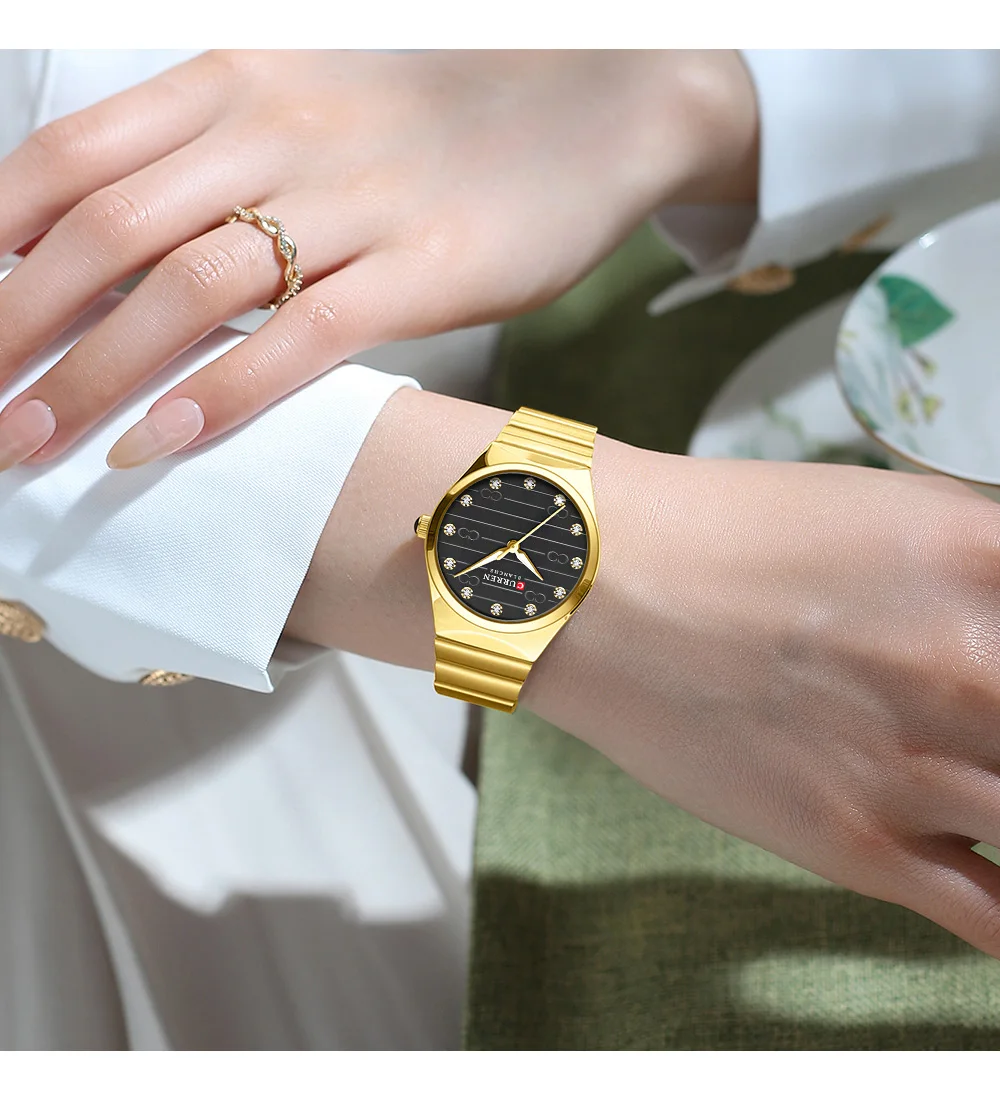 CURREN 9110 Luxury Stainless Steel Watches Female Classic Round Dial Quartz Watch Women Business Wristwatches Wrist Watch