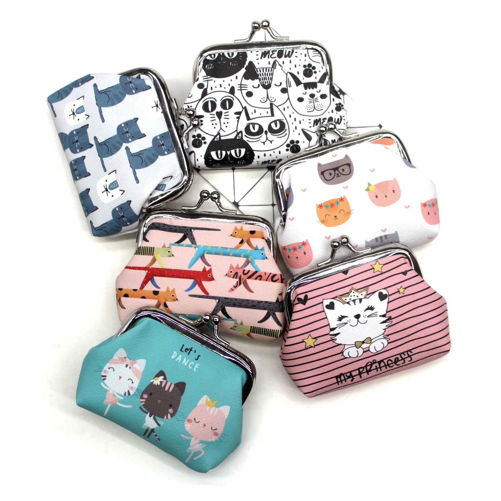 Wholesale Metal Clip Cute Cat Coin Purse Customized Pattern Coin Bag ...