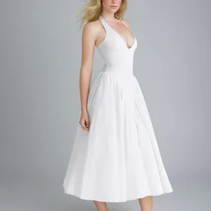 New Fashion Backless Women's Summer Solid Color Dress French Style Ladies Elegant Sleeveless Casual Dress