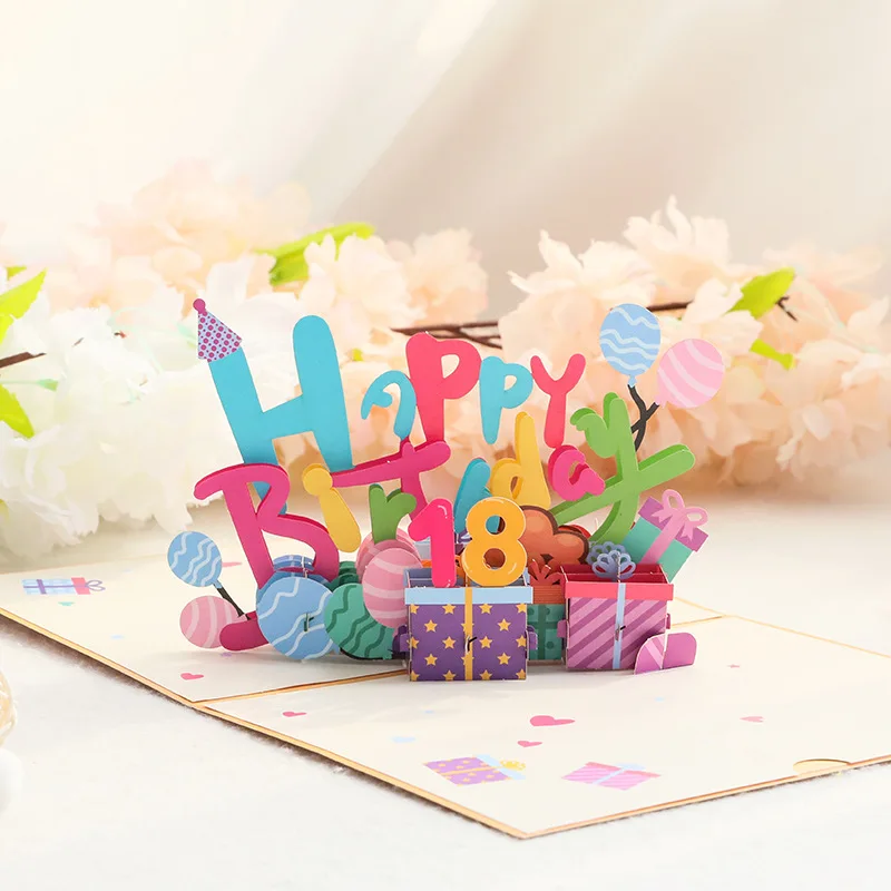 Happy Birthday Cake Card Pop up Greeting Cards Birthday 3D Popup Greeting Card for Kid Husband Men Women Mom