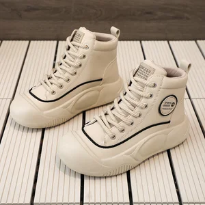 XFL25 Autumn New Versatile Mid Top Waterproof Student Thick Sole Increase Casual Versatile High Top Women's Shoes