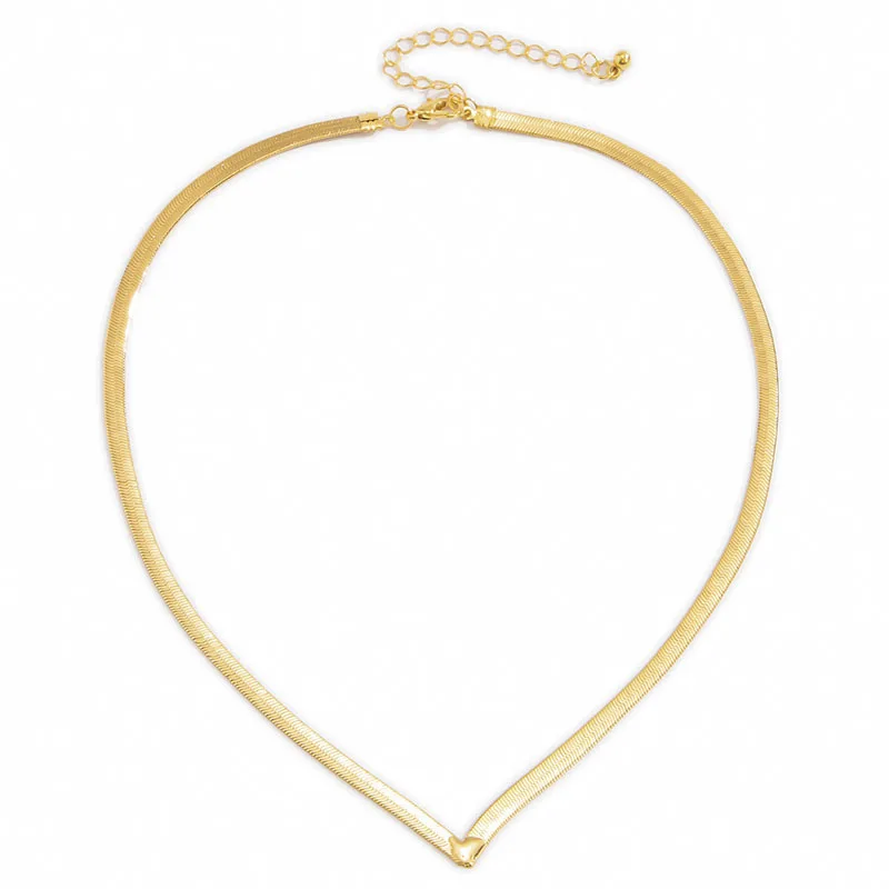 Fashion Simple V-Shaped Flat Snake Chain Necklace