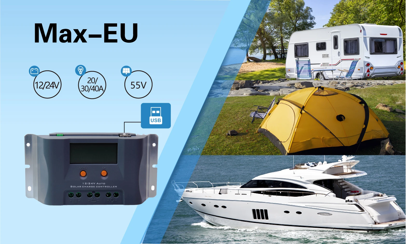 12V 24V 30A  PWM Charger Controller Solar System with USB Lithium Lifepo4  Battery Solar Charge Controller