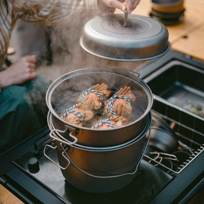 Naturehike Titanium hengegryte Utendørs piknik Superlett grytesett Campingdampkoker kokekar Bestikk