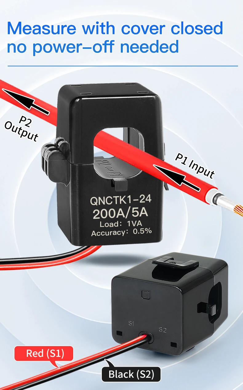 Split Core Current Transformer QNCTK1-36 300/5 400/5 500A 600A 5A 0.5 Class Current Sensor Open Type Current Transducer Clamp Ct