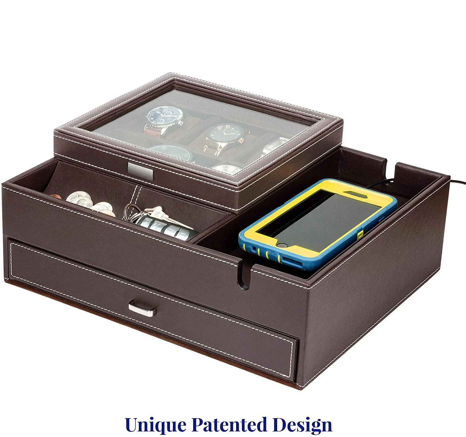 Admiral - Big Dresser Valet Box Organizer with Large Smartphone Charging  Station