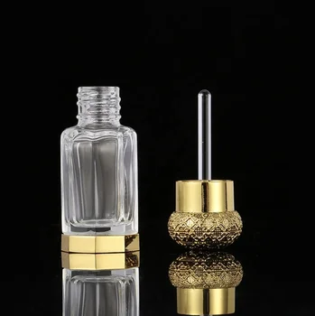 Zamac Gold Cap Gold Plating 3ML 6ML 12ML Oud Oil Perfume Tola Glass Attar Bottles Refillable Fragrance Perfume Empty Bottle