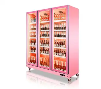 Supermarket Air-Cooled 2-Door Drink Display Fridge Upright Cooler for Cola & Restaurant Genrer Refrigeration Equipment Cabinet