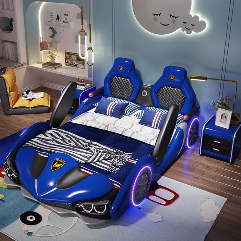 Cama Infantil Carro de Corrida Menino Azul