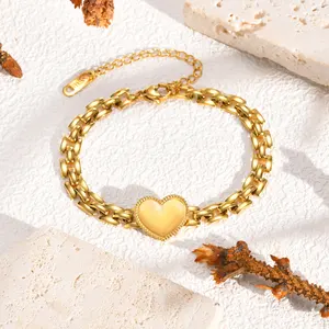 Originality Design 18k Gold Plated Jewelry Stainless Steel Bracelets Strap Chain Heart Jewelry Bracelet for Woman
